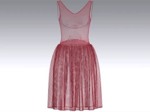 Girls Sleeveless V-Neck Mini Dress 3D Model