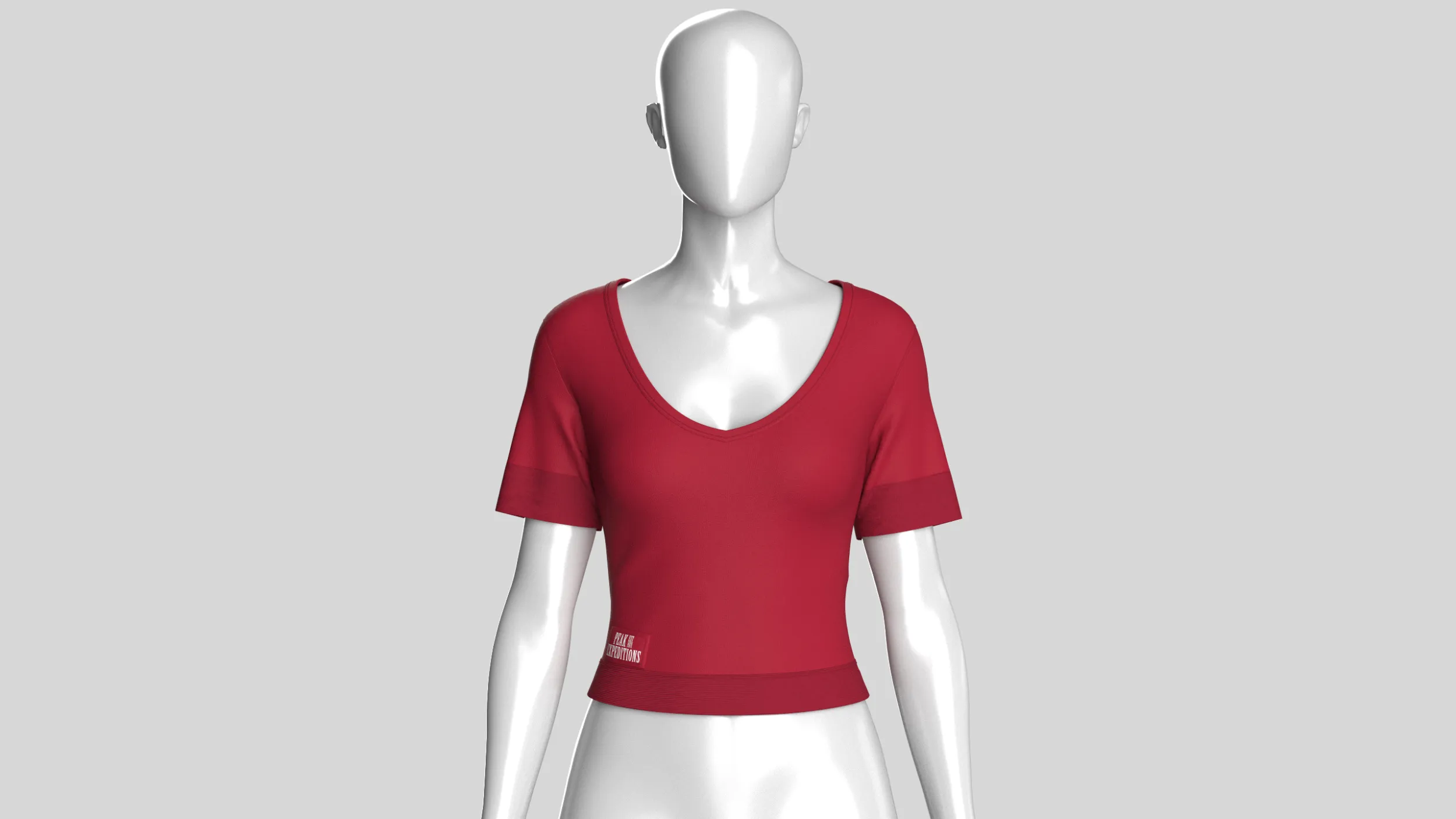 Top corto da bambina a maniche corte con scollo a V Modello 3D .c4d .max .obj .3ds .fbx .stl .blend 