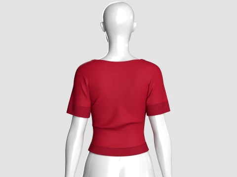 Top corto da bambina a maniche corte con scollo a V Modello 3D