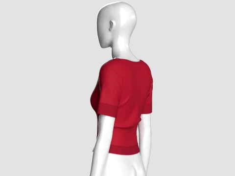 Top corto da bambina a maniche corte con scollo a V Modello 3D