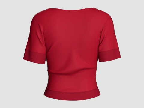 Top corto da bambina a maniche corte con scollo a V Modello 3D