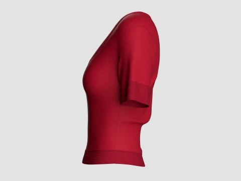 Top corto da bambina a maniche corte con scollo a V Modello 3D