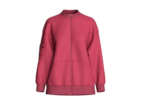 Felpa oversize con zip intera da ragazza Modello 3D