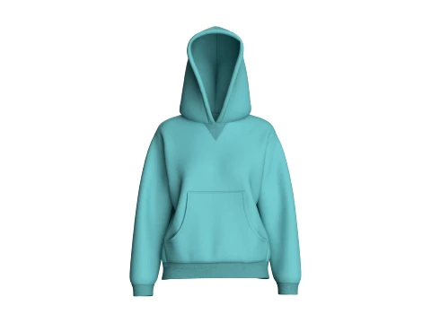 Felpa con cappuccio pullover minimalista oversize da ragazza Modello 3D