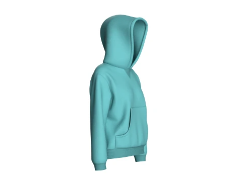 Girls Oversized Minimalist Pullover Hoodie 3D Model