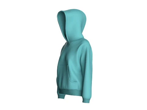 Girls Oversized Minimalist Pullover Hoodie 3D Model