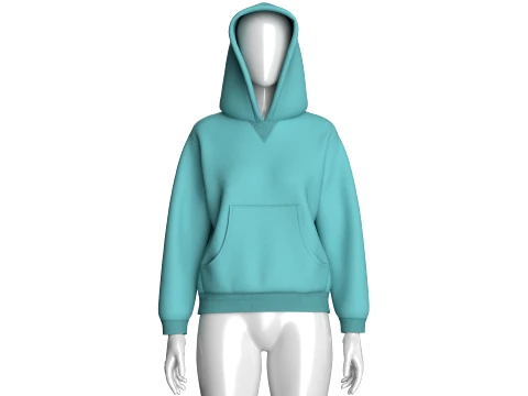 Girls Oversized Minimalist Pullover Hoodie 3D Model