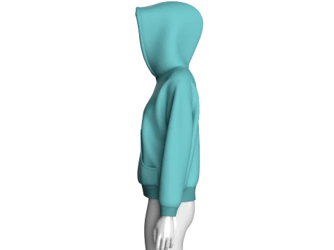 Girls Oversized Minimalist Pullover Hoodie 3D Model