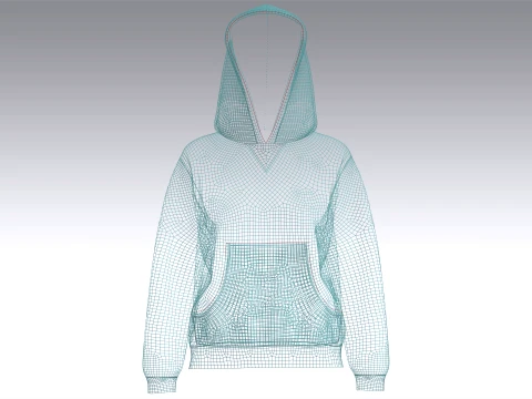 Girls Oversized Minimalist Pullover Hoodie 3D Model