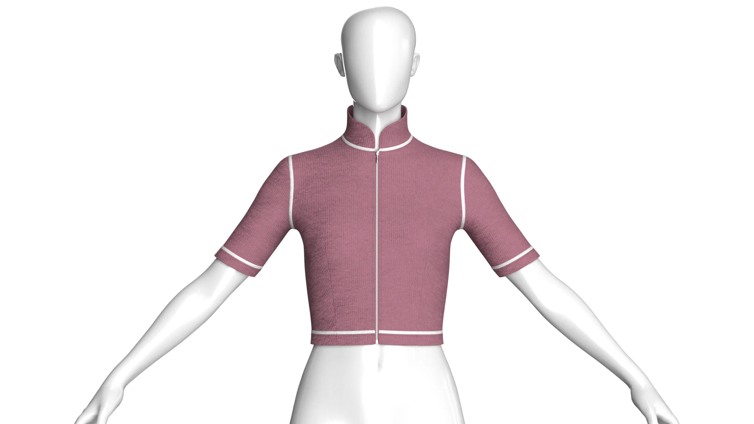 Girls Ribbed Zip-Crop Top 3D Model .c4d .max .obj .3ds .fbx .stl .blend 