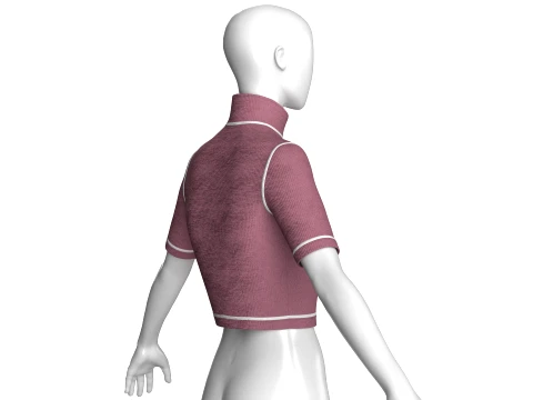 Girls Ribbed Zip-Crop Top 3D Model