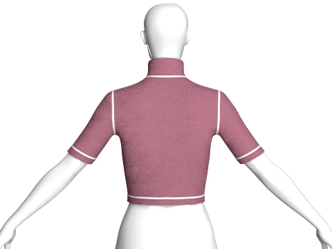 Girls Ribbed Zip-Crop Top 3D Model
