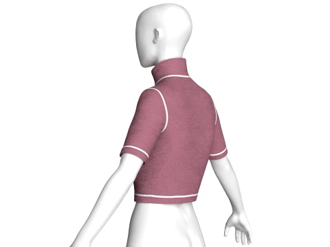 Girls Ribbed Zip-Crop Top 3D Model