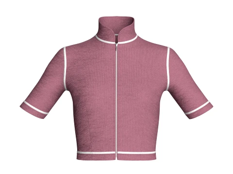 Girls Ribbed Zip-Crop Top 3D Model