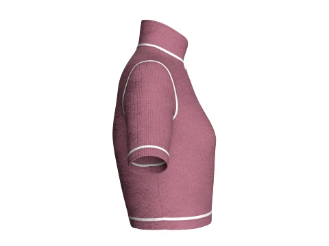 Girls Ribbed Zip-Crop Top 3D Model