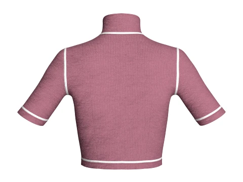 Girls Ribbed Zip-Crop Top 3D Model