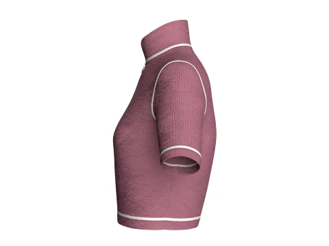 Girls Ribbed Zip-Crop Top 3D Model