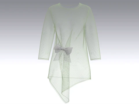 Girls Tunic With Ribbon Details 3D Model