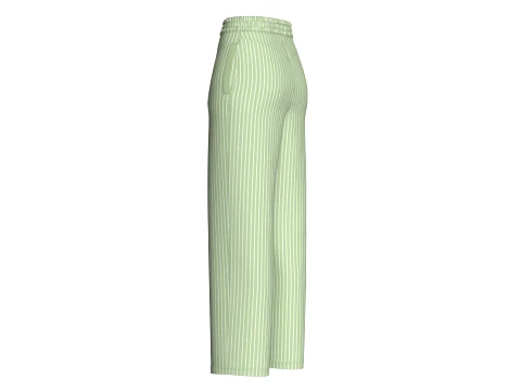 Girls Vertical Striped Elastic Waist Pant 3D Model