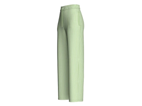 Girls Vertical Striped Elastic Waist Pant 3D Model