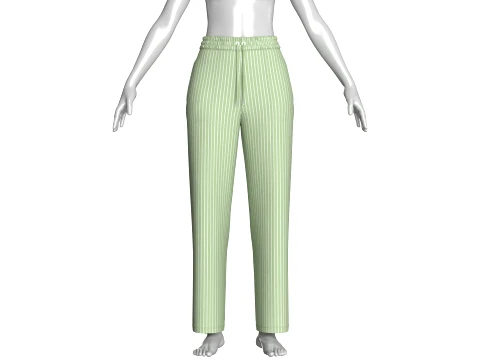 Girls Vertical Striped Elastic Waist Pant 3D Model