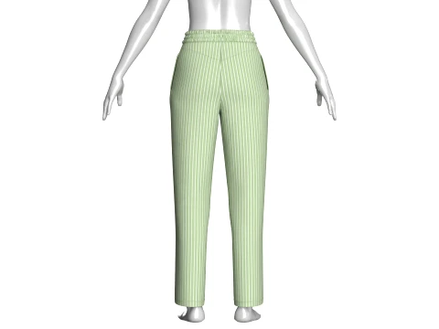 Girls Vertical Striped Elastic Waist Pant 3D Model
