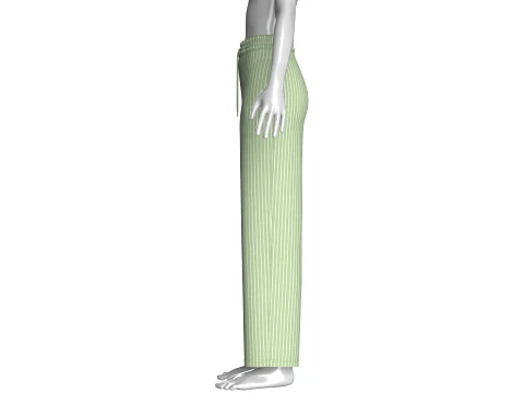 Girls Vertical Striped Elastic Waist Pant 3D Model
