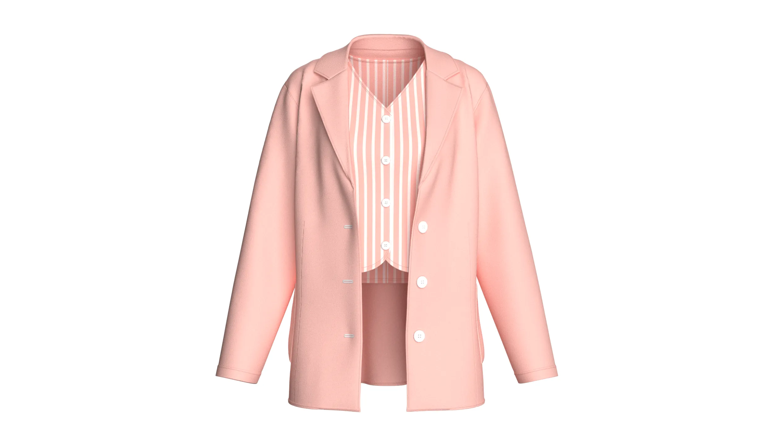 Girls Vertical Striped Vest With Blazer Set 3D Model .c4d .max .obj .3ds .fbx .stl .blend