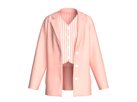 Gilet a righe verticali da ragazza con set blazer Modello 3D