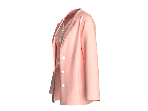 Girls Vertical Striped Vest With Blazer Set 3D Model