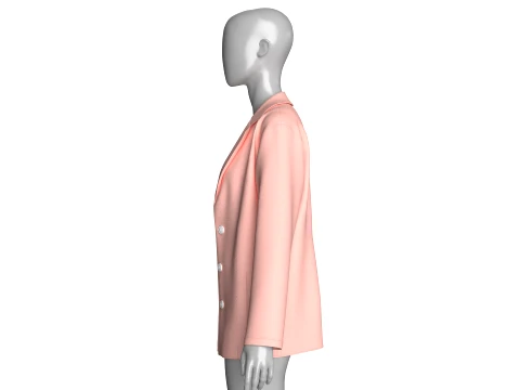 Girls Vertical Striped Vest With Blazer Set 3D Model