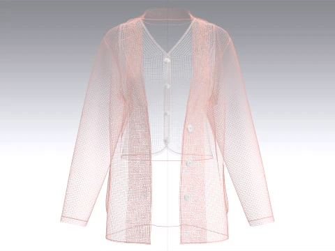 Girls Vertical Striped Vest With Blazer Set 3D Model