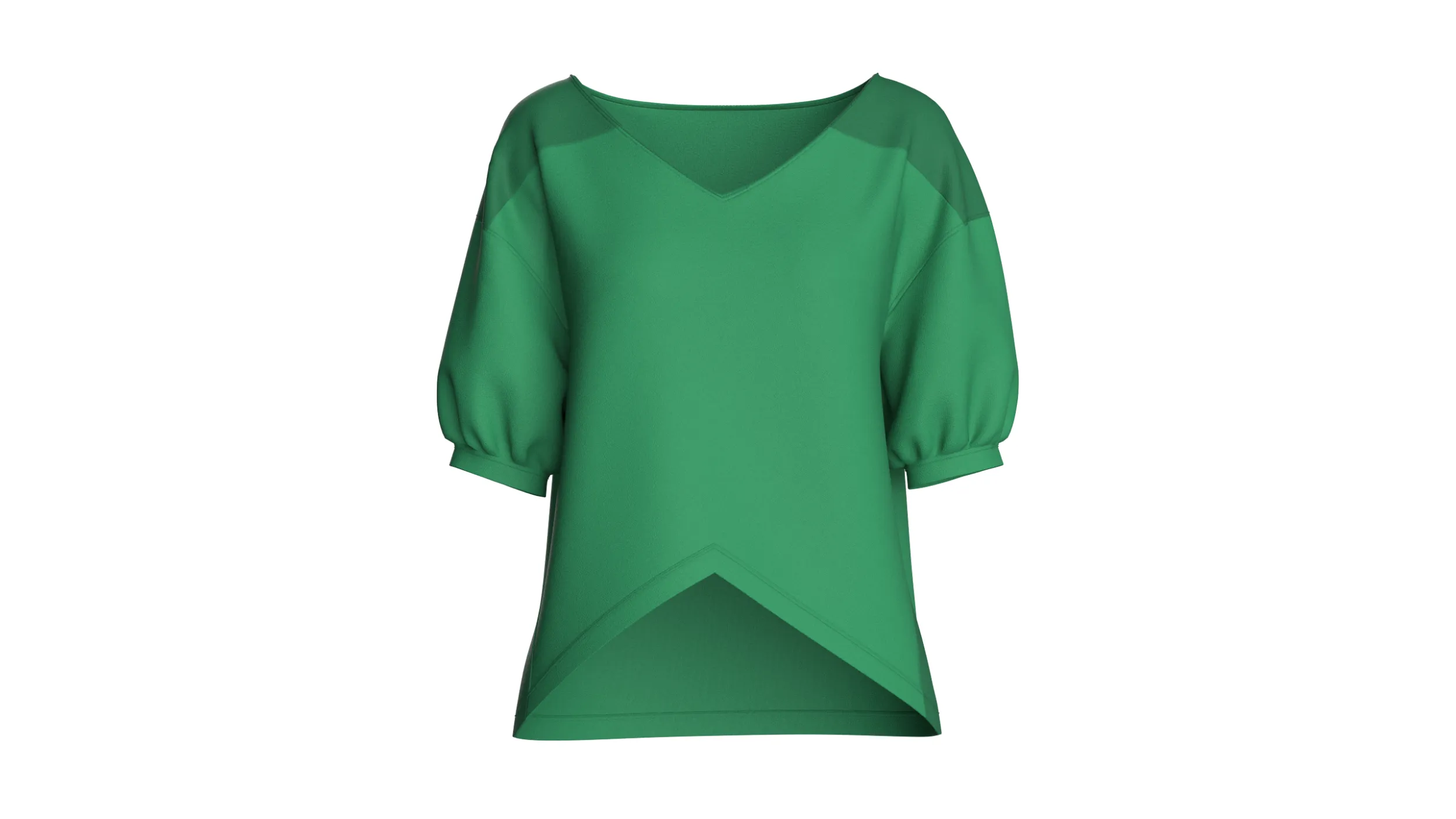 Girls V-Hem Puff Sleeve Top 3D Model .c4d .max .obj .3ds .fbx .stl .blend 