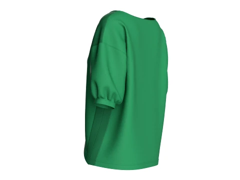 Girls V-Hem Puff Sleeve Top 3D Model