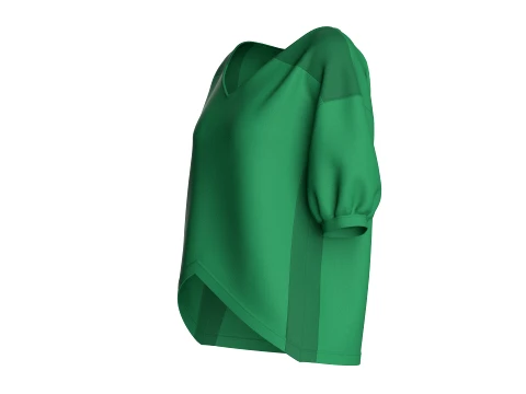 Girls V-Hem Puff Sleeve Top 3D Model