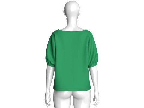 Girls V-Hem Puff Sleeve Top 3D Model