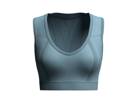 Top corto sportivo da ragazza con scollo a V Modello 3D