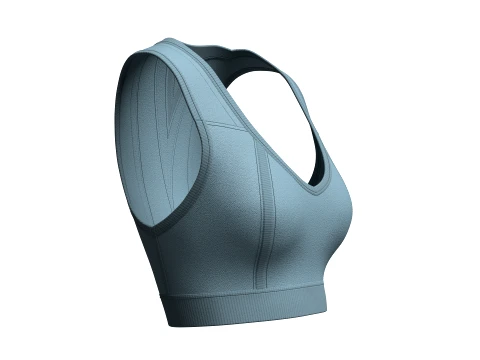 Girls V-Neck Sports Crop Top 3D Model