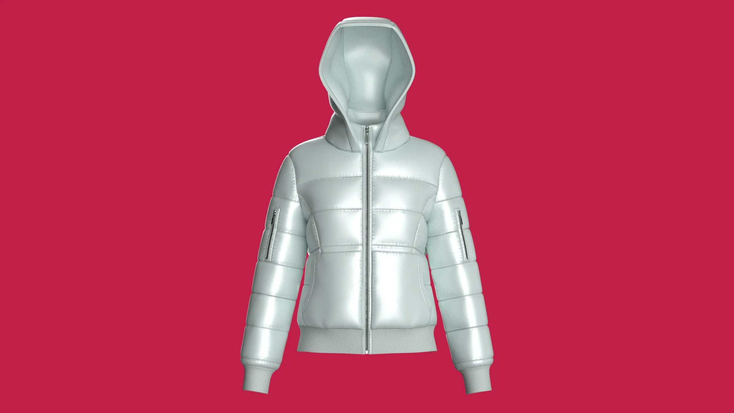 Girls Zip-Up Puffer Jacket 3D Model .c4d .max .obj .3ds .fbx .stl .blend 