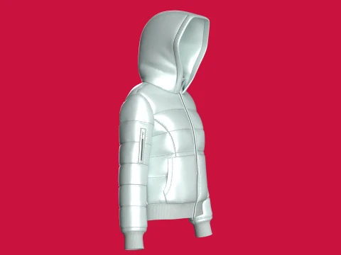 Girls Zip-Up Puffer Jacket 3D Model
