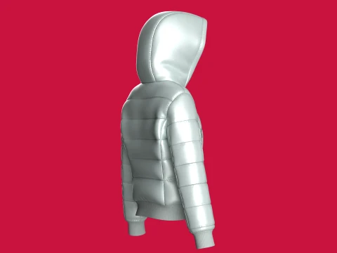 Girls Zip-Up Puffer Jacket 3D Model
