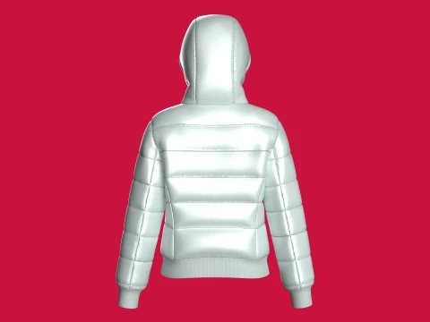 Girls Zip-Up Puffer Jacket 3D Model