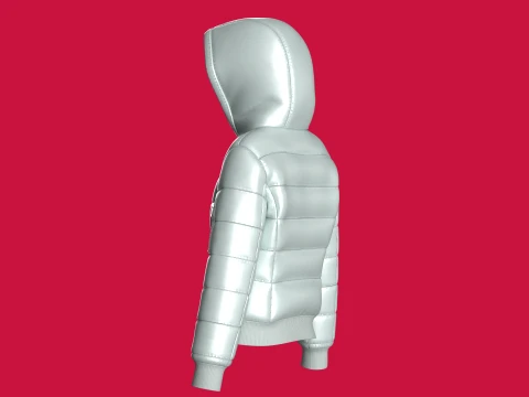 Girls Zip-Up Puffer Jacket 3D Model