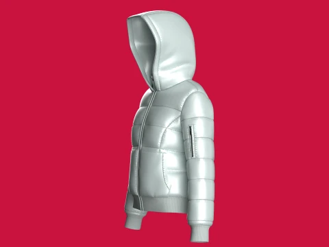 Girls Zip-Up Puffer Jacket 3D Model