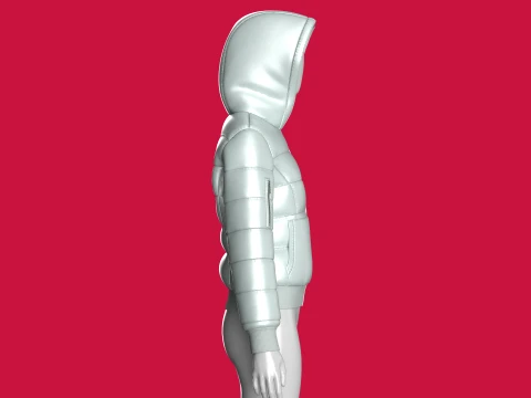 Girls Zip-Up Puffer Jacket 3D Model