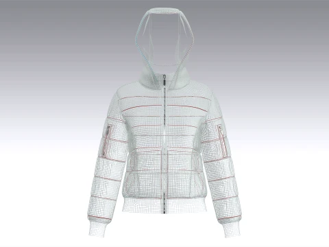 Girls Zip-Up Puffer Jacket 3D Model