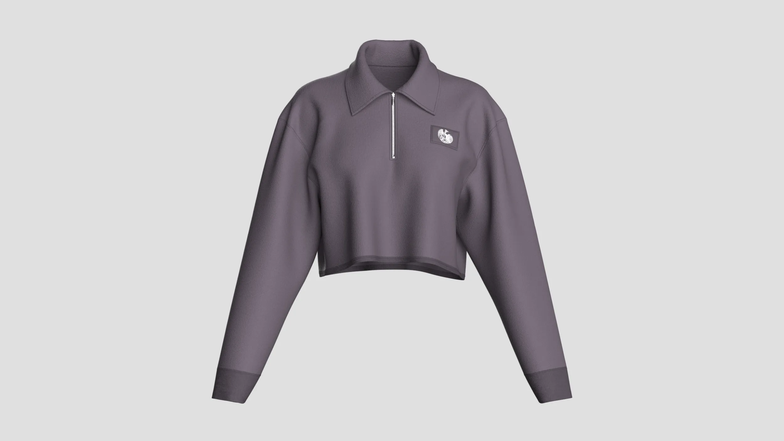 Girls Oversized Crop Sweatshirt With Quarter-Zip 3D Model .c4d .max .obj .3ds .fbx .stl .blend 