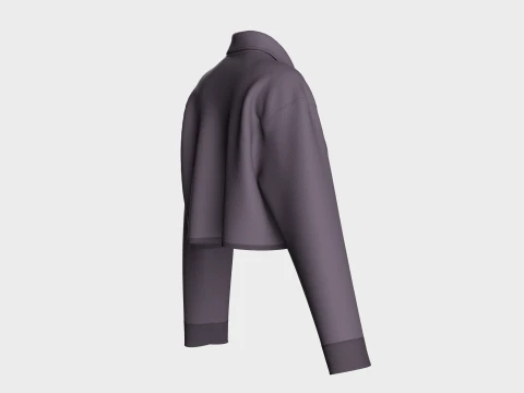 Girls Oversized Crop Sweatshirt With Quarter-Zip 3D Model