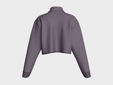 Girls Oversized Crop Sweatshirt With Quarter-Zip 3D Model