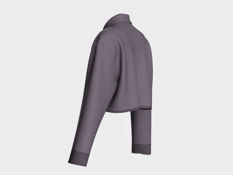 Girls Oversized Crop Sweatshirt With Quarter-Zip 3D Model